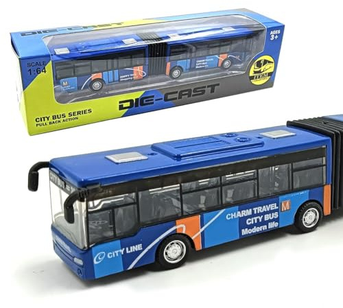 DVSWDMA Jouets de Bus pour Enfants, Voiture en Alliage Durable, Mini Voitures à Tirer Modèle de Bus de Jouets Friction Véhicules Petite à Friction pour Enfants à Partir de 1 an, Bleu