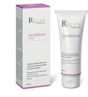 DermoRelizema cream, trattamento sintomatico per dermatiti ed eritemi, contro prurito, bruciore e rossore. Crema da 75 ml