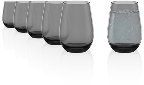 Stölzle Lausitz Wassergläser Elements Kids Rauchgrau 6er-Set 335 ml – Allroundgläser für Wasser, Saft & Cocktails – Trinkgläser aus hochwertigem Kristallglas – Spülmaschinengeeignet & stoßfest