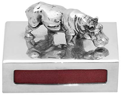 Brillibrum Design - Caja de Madera de estaño con Figura Decorativa (Caja de Metal con cerillas), hipopótamo, Ohne Gravur