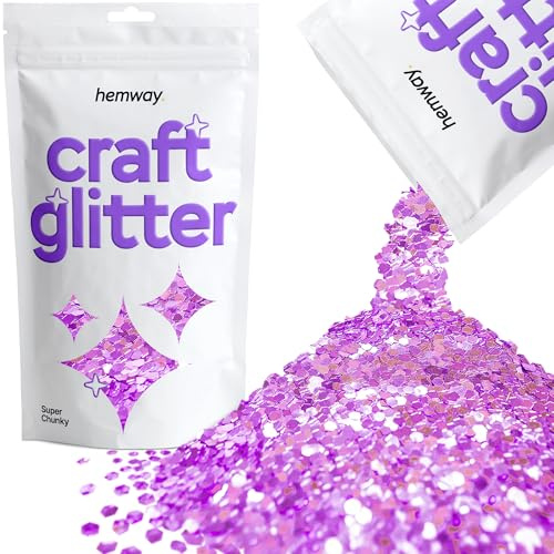 Hemway Craft Glitter Lavender Purple 100g Super Chunky Glitter | for Crafts, Resin, Cosmetic, Nail, Face, Body, Festival, Tumblers, Art, Candle, Crafting