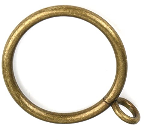 Antique Brass Curtain Rings with Eyelets for Up to 1.2-inch Curtain Rods (Set of 30 PCS Curtain Rings)