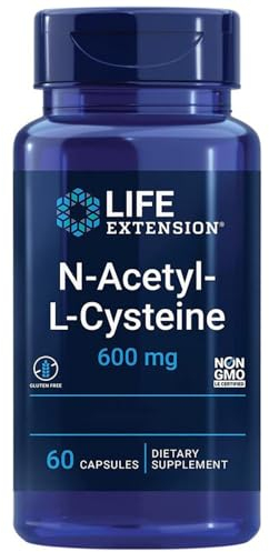 Life Extension, N-Acetyl-Cysteine (NAC), 600mg Depot, 1 Capsula ogni 3 Giorni, 60 Capsule vegane, Testato in Laboratorio, Vegetariano, Senza Glutine, Senza Soia, Non OGM