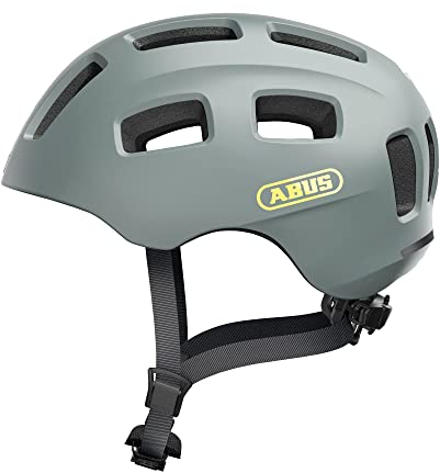 ABUS Fahrradhelm Youn-I 2.0 - mit Licht für Kinder, Jugendliche und Junge Erwachsene - für Mädels und Jungs - Grau, Größe M, M (52-57 cm)