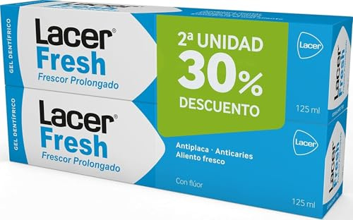 LACERFRESH - Gel Duplo 125 ml, Antiplaca Dental, Previene la Caries, Protege las Encias, Enmascara el Mal Aliento, Boca Fresca, Sana y Protegida, Efecto Prolongado