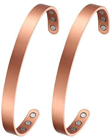 MagEnergy Kupfer-Armband für Männer und Frauen 99,9% reines Kupfer Armreif 6,8 einstellbar mit 8 Magneten