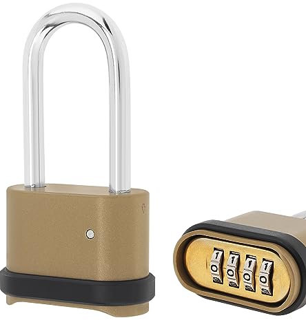 HOJLKLD Cadenas Code 4 Chiffres, Cadenas à combinaison Anse Longue étanche pour l'extérieur en zinc, Cadenas de Sécurité pour Jardins,Cours,Porte,Clôture,Casier