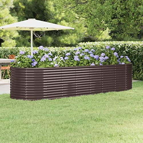 FENLAX Macetero de acero recubierto de polvo, 322 x 100 x 68 cm, color marrón, jardinera, jardinera, jardinera, terraza, bancal, balcón, bancal alto, para verduras, cama alta, jardín, bancal alto,