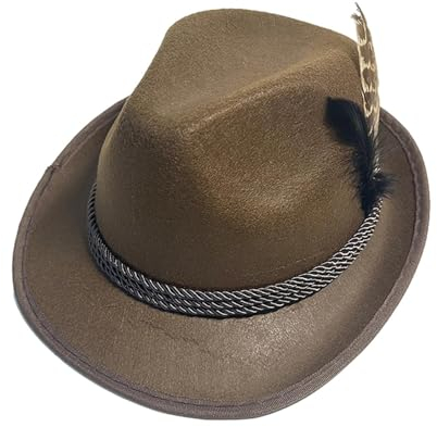 Lnhgh Oktoberfest-Trachtenhüte,Bayerischer Trachtenhut Filzhut Mit Feder Edelweiß Für Karneval Deutsche Volksfest Kopfbedeckungen, Bierfest-Festival-Par -Kostü -Kopfbedeckung