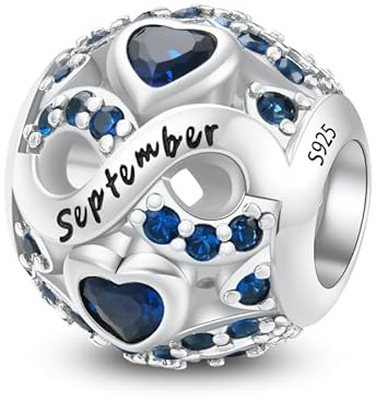 Pendentif pierre de Naissance 925 Sterling Silver Janvier-Décembre de Naissance de Zirconium Compatible pour Pandora les Bracelets et les Colliers Charms