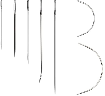 Beayuer 7 aguja de cuero para coser a mano, grandes, medianas y pequeñas, en forma de C, J, aguja curvada en I, para tejer, tapicería, bolsas de lona de cuero, sofá