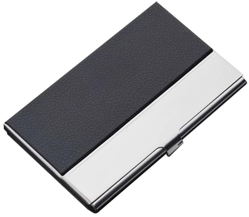 GLPRKOW Visitenkartenetui luxuriöses PU-Leder Premium Visitenkartenhalter zur Schonenden ​Aufbewahrung Ihrer Karte, Visitenkartenhalter für Damen und Herren (Schwarz)