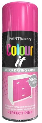 SDMAX Perfect Pink Aerosol Spray Paint, Smooth And Gloss Finish, Quick-Drying, Bright Colour, Compact And Portable, Easy To Use, Interior And Exterior Use, 250ml (1PCS)