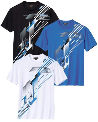 ATLAS FOR MEN - Lot de 3 Tee-Shirts Homme -T-Shirts à Manches Courtes - Disponible en Grandes Tailles du M au 5XL
