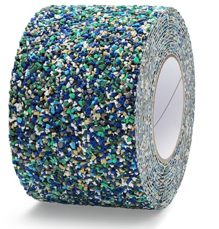 QILIMA Cinta de piscina impermeable de 100MM X 5M, azul, impermeable para exteriores/interiores, tiras antideslizantes para escalones al aire libre, cinta de agarre de goma antideslizante