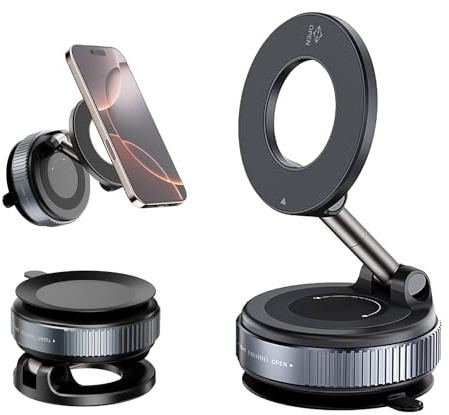 GCSXWQA 2026 Upgraded Car Mobile Phone Holder Vacuum Super Magnetic Suction 360° Adjustable Car Mobile Phone Holder Unisex Car Truck Accessories Suitable for All iPhones and Smartphones