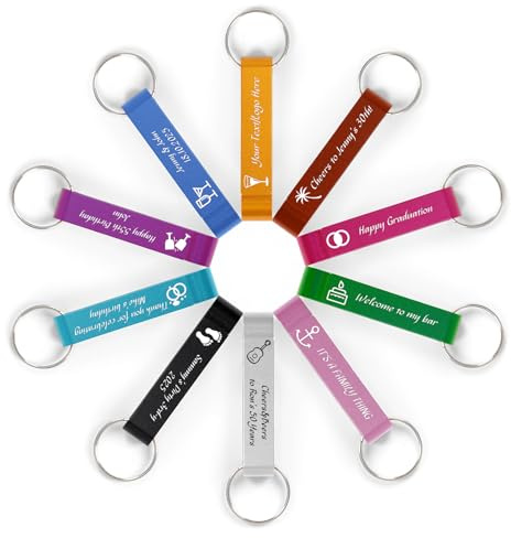 ENOMY Personalised Customised Bottle Opener Keyring Engraved Text Logo Customized Beer Bottle Opener for Bar Party Wedding Birthday Christmas Favours Gift 30PC