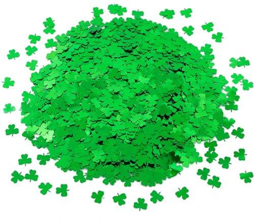 Anwyll St.Patrick's Day Confetti - 3000Pcs 3.70oz Shamrock Confetti St.Patrick's Day Party Favor Decoration Lucky Clover Irish Table Scatter Confetto for Sanit Patricks Day Decor (Green)