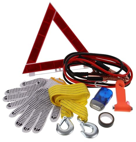 JECOMPRIS Kit D'outils D'urgence Automobile 8 Pièces Multifonctionnel pour Voiture, Accessoires de Sécurité Routière Compacts, pour Inspection et Assistance en Déplacement