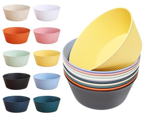 Neikafan Insalatiera Plastica Rigida 10 Pezzi Ciotola per Cereali Colazione | Insalatiera Lavabile y Microonde Infrangibili Ciotole Cucina senza BPA per Pasta Minestra Merenda Frutta, Snack