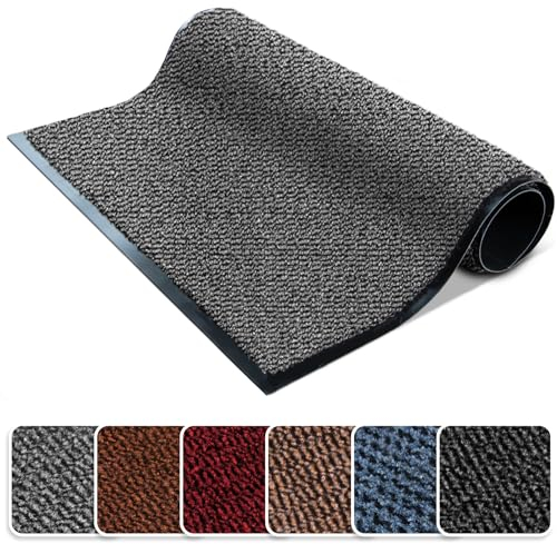 FB FunkyBuys Washable Door Mats - Heavy Duty, Non-Slippery & Stylish Floor Mat - Door mat indoor Large Rubber Indoor & Outdoor Doormats for Perfect Dust Grabbing (Grey-waved, 40 x 60 CM)
