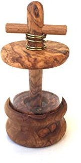 Moulin à herbes Ø 6 cm, moulin à sel, moulin à épices en bois d'olivier fabriqué à la main.
