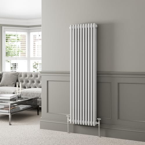 DuraTherm® 1600 x 470mm White Traditional Vertical Designer Radiator Triple Column Colosseum Cast Iron Style Central Heating Panel Radiators Rad