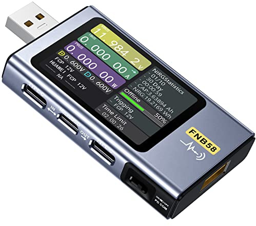 FNIRSI USB Tester 4-28V 7A LCD USB A&C Voltage Current Power Tester Multimeter with App Software, Fast Charge Detection Trigger Capacity Ripple Measurement, PD2.0/PD3.0,QC2.0/QC3.0
