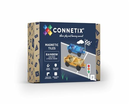 CONNETIX Magnetic Tiles Rainbow Car Pack, 2 Pieces