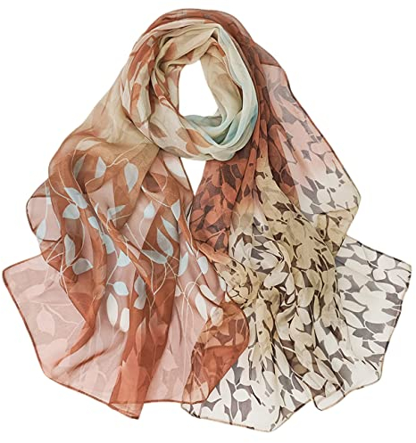 FAIRYGATE Chiffon Schal Seidenschal Damen Große Seidentücher für Frauen Stilvoll Seidentuch Haare Stola Halstuch Leicht Tuch Geschenk Frauen A4312