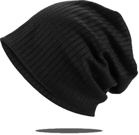 BSLVWG Gorra Slouch Beanie Suave y Baggy, Calavera de Punto Deportiva Ligera, Elástica Masculina Neutral de Invierno (Negro)