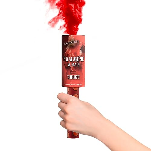 SPARKLERS CLUB Fumigène Torche a Main 45 secondes couleur Rouge - Déclenchement à Mèche, durée 45 sec, fumigene couleur à tenir en Main - torche a main Catégorie F1 - LIVRAISON 24/48H