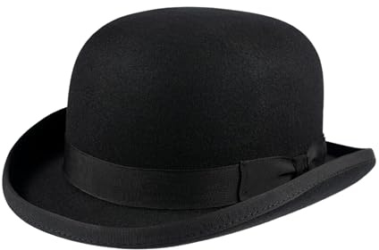 Classic English Wool Bowler Hat, Authentic Round Crown Derby Hat with Curved Brim, Formal Wool Felt Derby Hat for Men & Women, Vintage British Style