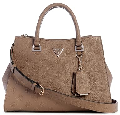GUESS Damen Cresidia Society Umhängetasche Schulranzen, Griffe Oben, Dark Taupe