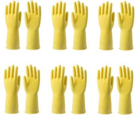 Siyecioa 6 Paires Gants Menage, Gant de Nettoyage, Gant de Protection, Gants Latex, Gants Vaisselle, Home Disinfection Dust Removal Gloves, M Code(Jaune)