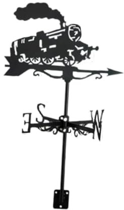 Fonowx Metal Train Weather Vane,Vintage Black Wind Direction Indicator, Iron Art Ornament for Farm Garden Lawn Yard Outdoor Roof Paddock Decoration Weather Vane