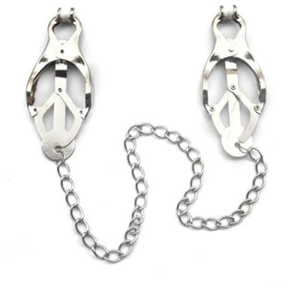 Nipple Clamps with Chain, Stainless Steel Adjustable Nipple Clamp,Non-Piercing Nipple Rings Decorative Clip,Women Men Couple Toys Accessorieser (Chain Clamps)