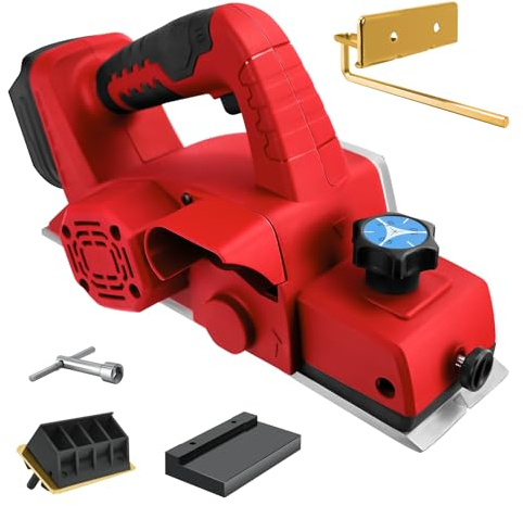 Pialla portatile senza fili per Milwaukee batteria 18 V, pialla per legno da 8 cm, per lavorazione del legno, pialla elettrica senza spazzole 15000 giri/min, falegnameria e progetti fai da te (senza