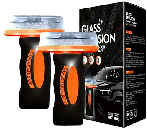 VELAJA Limpiador de Película de Aceite para Cristales de Coche, Pack de 2 Emulsión Limpiadora con Cepillo, Limpiador Cristales Coche y Parabrisas, Mejora la Visibilidad y Claridad