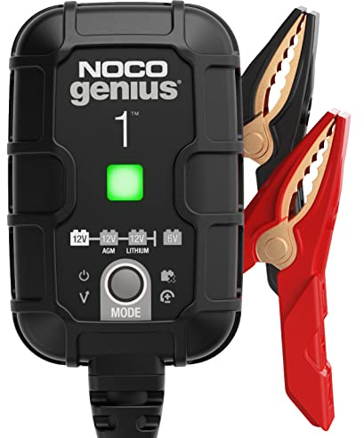 NOCO GENIUS1: 1A 6V/12V Smart Battery Charger – Automatic Maintainer, Trickle Charger & Desulfator with Overcharge Protection & Temperature Compensation – for Lead-Acid & Lithium Batteries