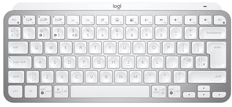 Logitech MX Keys Mini Minimalistiskt Trådlöst Belyst Tangentbord | Kompakt, Bluetooth, Bakgrundsbelyst, USB-C, Kompatibel med Apple macOS, iOS, Windows, Linux, Android, QWERTY PAN - Ljusgrå