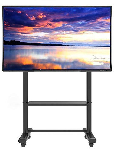 Soporte TV Tarea Pesada Soporte rodante de TV Carro de TV móvil para Pantalla de Plasma de 55/60/65/70/75/80/85 Pulgadas, LED, LCD, TV Curvada - Montaje Universal con Ruedas, Carga 125kg