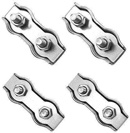POFET 4pcs M10 304 acero inoxidable doble orificio cable Clip, abrazadera de cable dúplex perno
