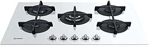 INDESIT ING 72T/WH PIANO COTTURA 5 FUOCHI A GAS DA 73 CM GRIGLIE GHISA VETRO BIANCO ING72T/WH