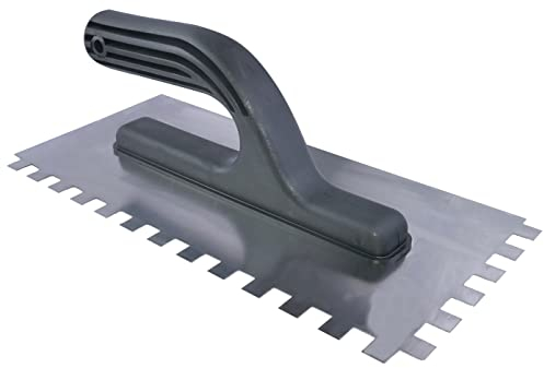 AERZETIX - C54543 - Platoir à colle rectangulaire - à dents 10x10mm - lisseuse crantée pour carrelage - Spatule dentée - 270x125mm - lame en acier