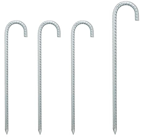 Relaxdays Sardines Camping XL, Lot de 4, Fixation pour Tente, Extra Longues, Accessoire, en Acier, 38,5 cm, argenté