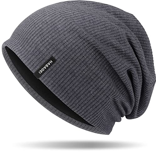 HASAGEI Mütze Herren Damen, Slouch Beanie Mütze Damen, Übergangszeit Weiche Leicht Modische Jersey Beanie, Unisex Warm Winter Mütze Ideal für Frühling Herbst und Winter (Dunkelgrau)