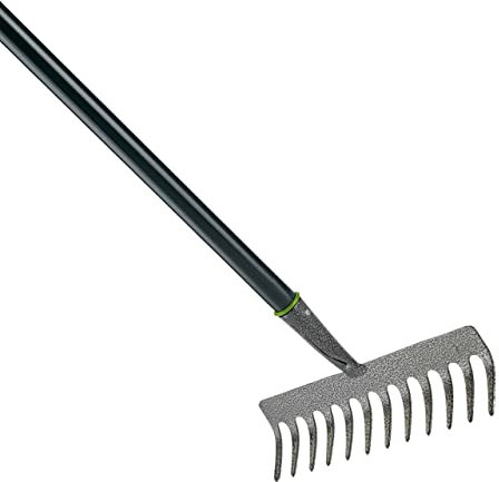 KHAPALWAK 12 Tines Garden Rake - Durable Constructed Anti-rust Soil and Landscape Rake for Heavy Duty Gardening