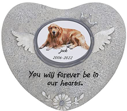 JIAHG Pierre Tombal Personnalisé pour Animal de Compagnie Pierre Commémorative en Résine pour Chien Plaque Commémorative pour Animal Domestique Stèle Funéraire 15 * 12CM