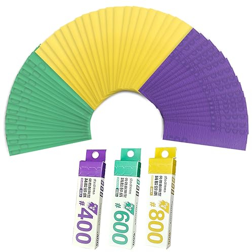 Stedi Hobby Model Tools Klebriges Schleifpapier, wasserdicht, nass/trocken, austauschbar, wiederverwendbar, Körnung 400, 600, 800, für Kunststoff-Modelle, Gunpla, 60 Stück
